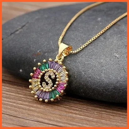 Multicolor Charming With Gold Touch Letter Pendants & Necklace