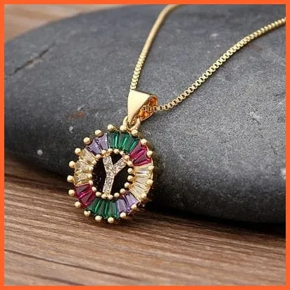 Multicolor Charming With Gold Touch Letter Pendants & Necklace