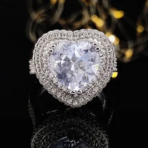 New Lovely  Luxury Heart Cut Design AAA  Quality CZ Diamonds Engagement Rings