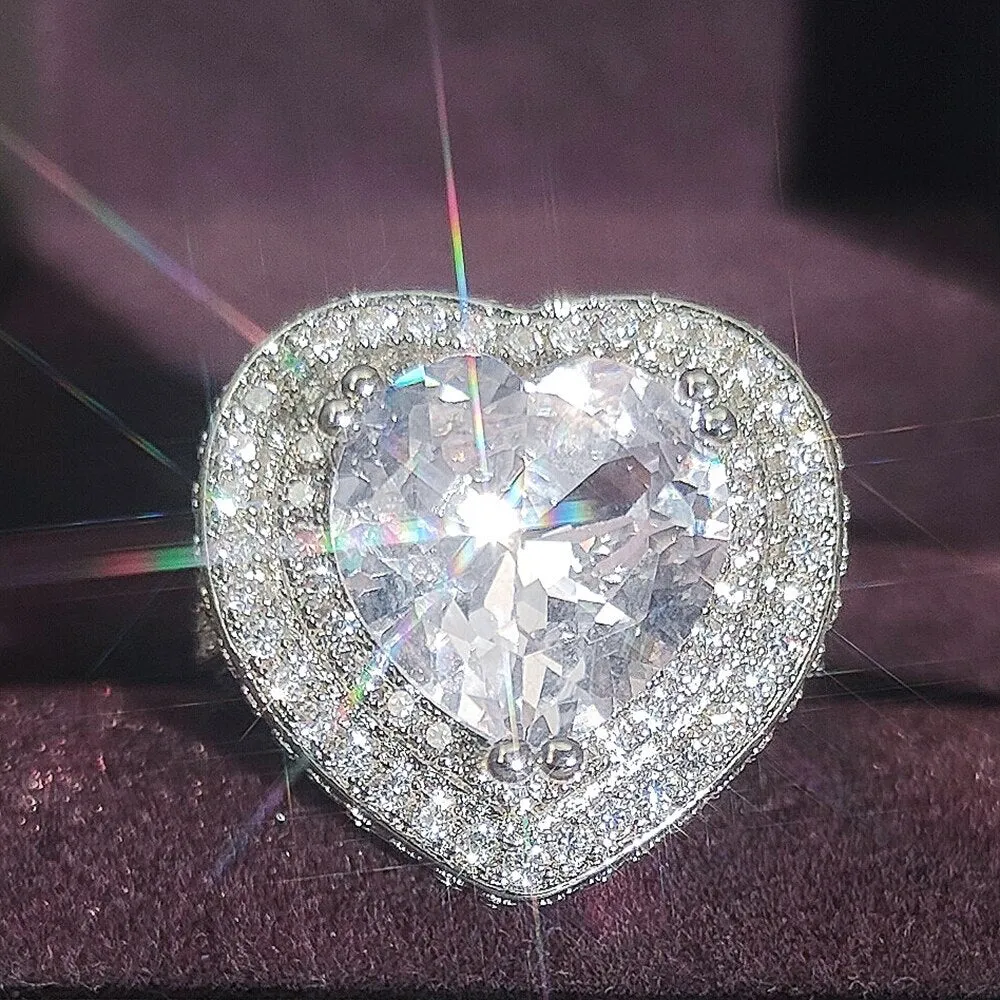 New Lovely  Luxury Heart Cut Design AAA  Quality CZ Diamonds Engagement Rings