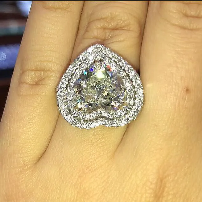 New Lovely  Luxury Heart Cut Design AAA  Quality CZ Diamonds Engagement Rings