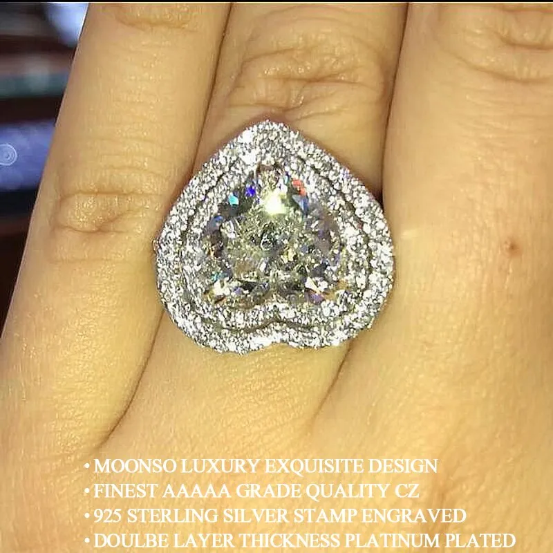 New Lovely  Luxury Heart Cut Design AAA  Quality CZ Diamonds Engagement Rings