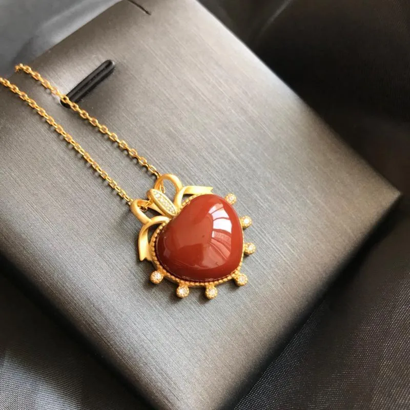 New silver inlaid natural Enamel porcelain Love Pendant Necklace