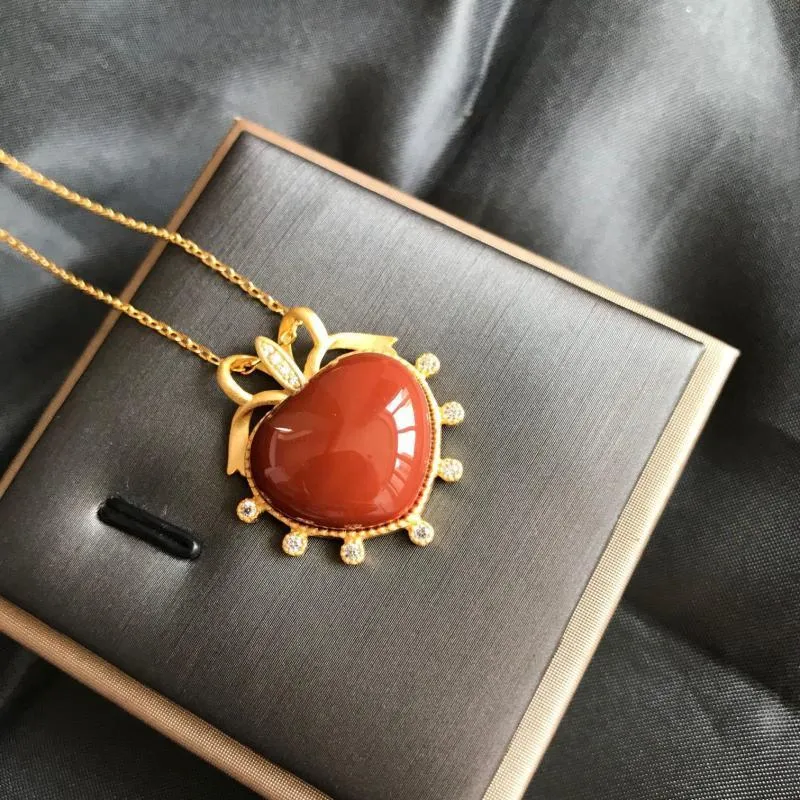 New silver inlaid natural Enamel porcelain Love Pendant Necklace