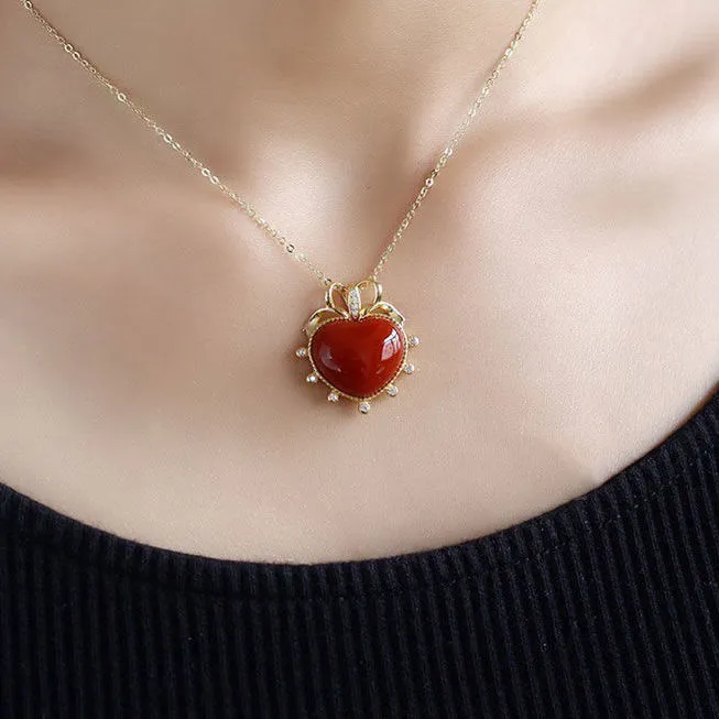 New silver inlaid natural Enamel porcelain Love Pendant Necklace