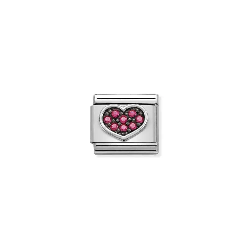 Nomination Composable Link Heart, Fuchsia Cubic Zirconia, Silver