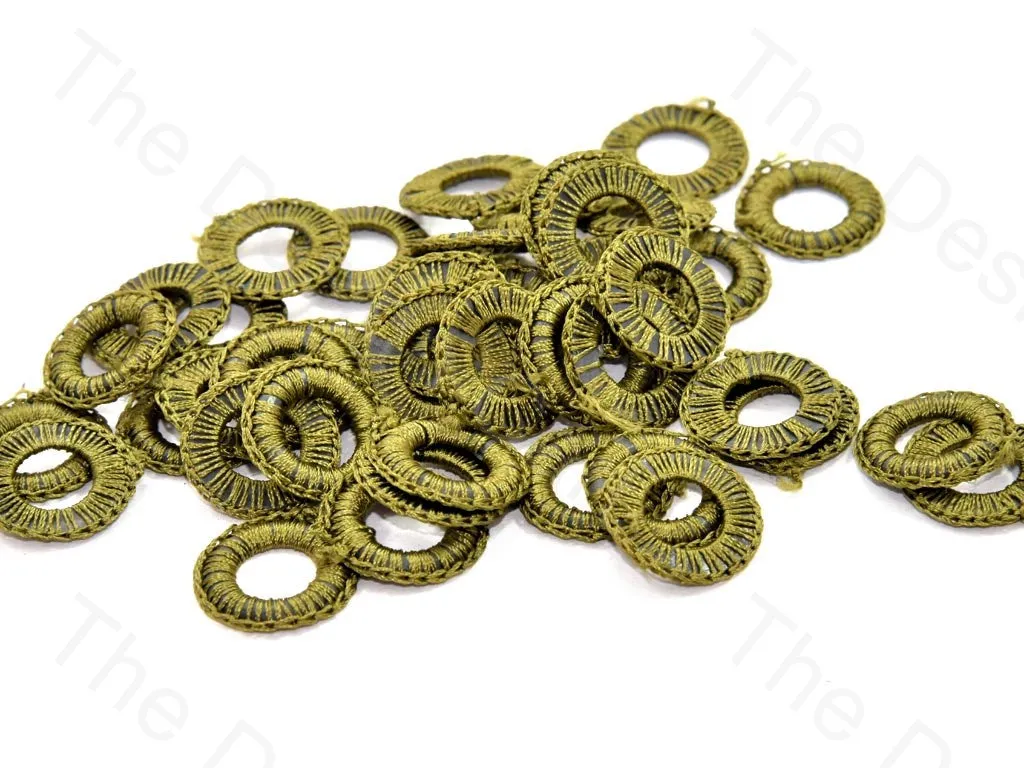 Olive Green Small Round Crochet Thread Rings