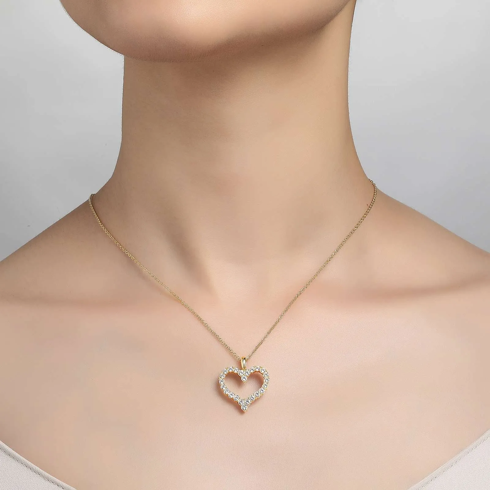 Open Heart Pendant Necklace P0146CLP18