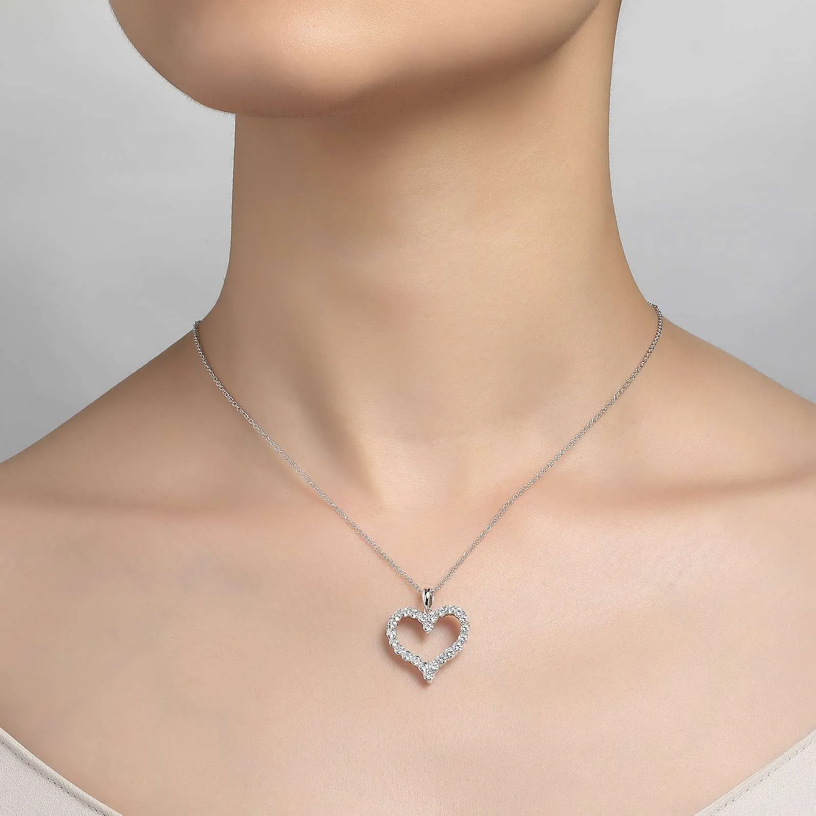 Open Heart Pendant Necklace P0146CLP18