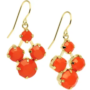 Orange Neon Stone Gold Tone Sunshine Chandelier Earrings