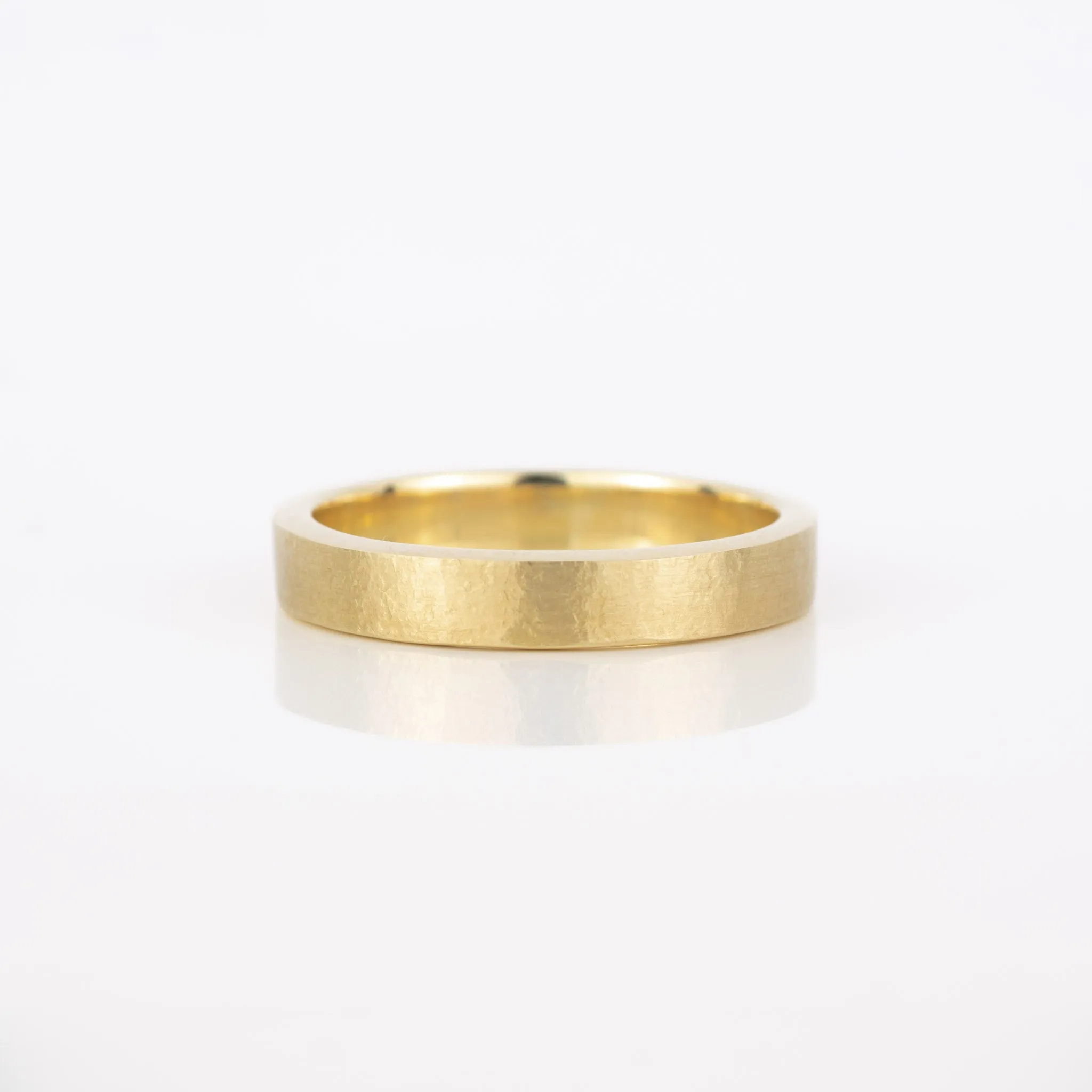 Organic Textured 4mm Wide Gold Band
