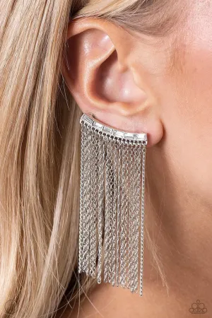 Paparazzi Earring ~ Feuding Fringe - White