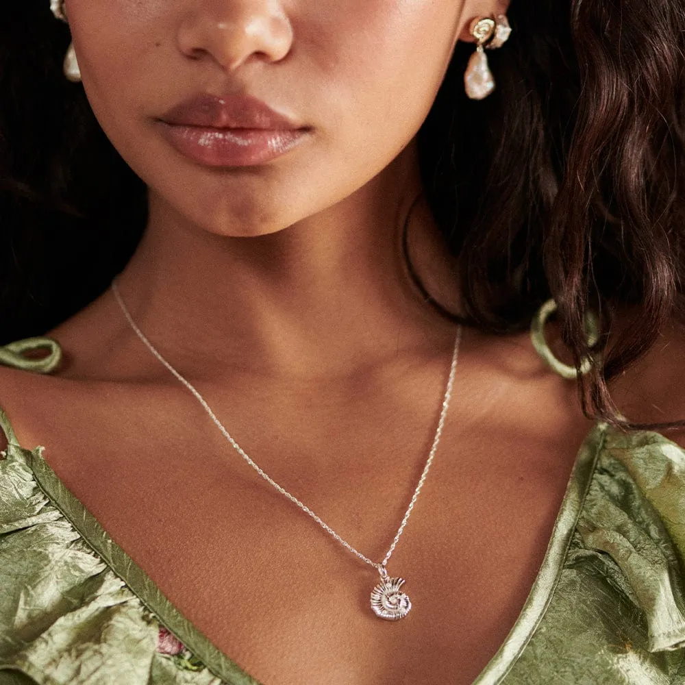 Pearl And Shell Pendant Necklace Sterling Silver