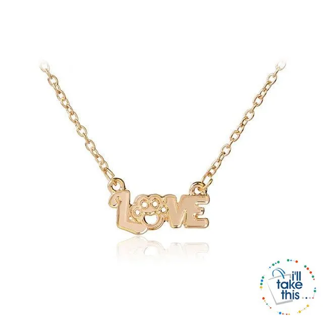 PET LOVERS Collection of Dog & Cat, Paw & Heart themed Pendant Necklaces in Gold or Silver