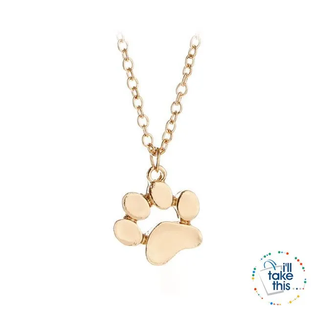 PET LOVERS Collection of Dog & Cat, Paw & Heart themed Pendant Necklaces in Gold or Silver