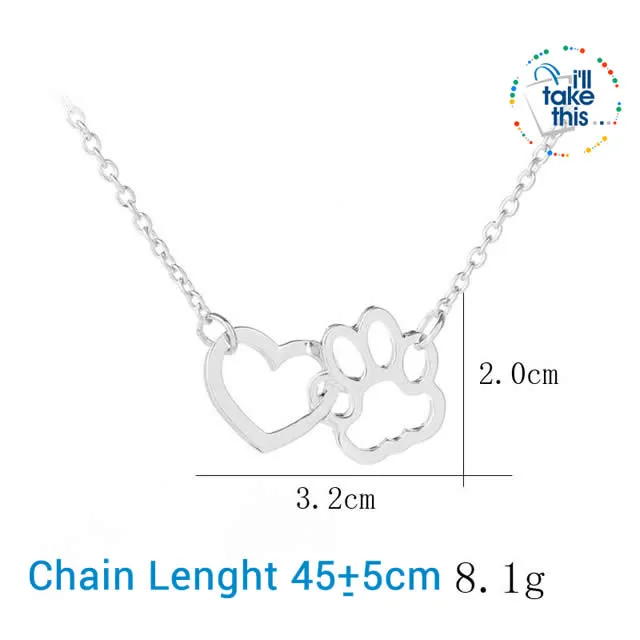 PET LOVERS Collection of Dog & Cat, Paw & Heart themed Pendant Necklaces in Gold or Silver