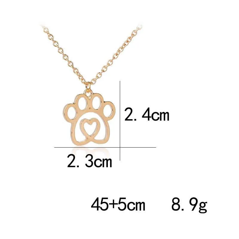 PET LOVERS Collection of Dog & Cat, Paw & Heart themed Pendant Necklaces in Gold or Silver