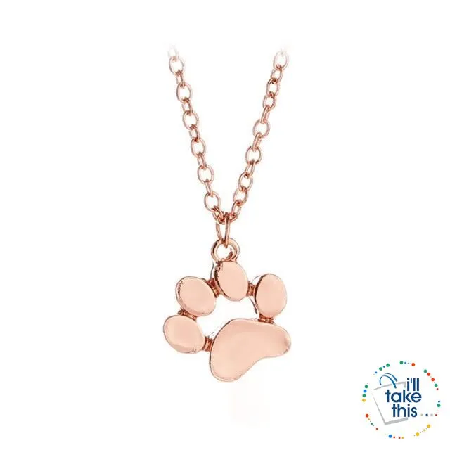 PET LOVERS Collection of Dog & Cat, Paw & Heart themed Pendant Necklaces in Gold or Silver