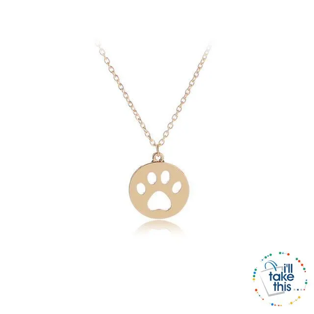 PET LOVERS Collection of Dog & Cat, Paw & Heart themed Pendant Necklaces in Gold or Silver