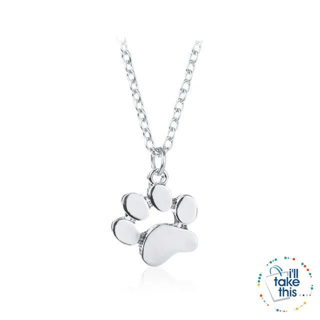 PET LOVERS Collection of Dog & Cat, Paw & Heart themed Pendant Necklaces in Gold or Silver