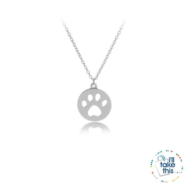 PET LOVERS Collection of Dog & Cat, Paw & Heart themed Pendant Necklaces in Gold or Silver