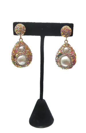 Pink Clearr CZ Teardrop Earring