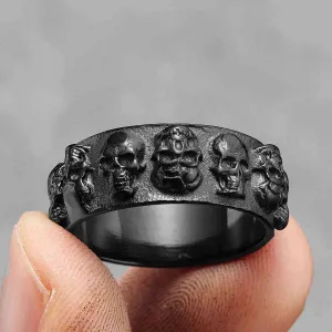 Punk Multi Skull Band Ring