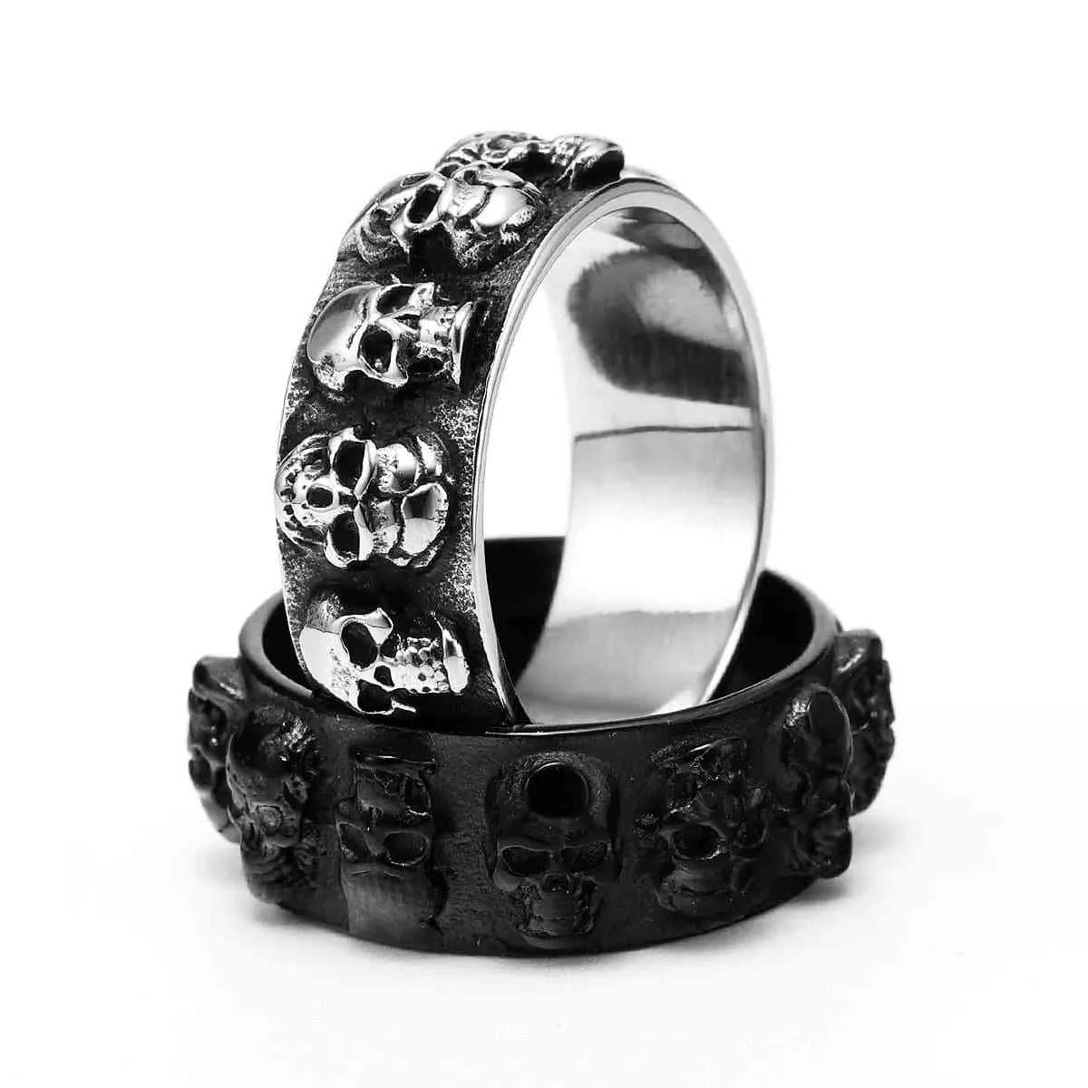 Punk Multi Skull Band Ring