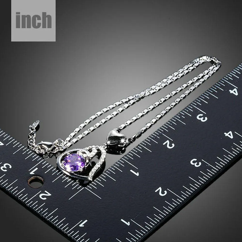Purple Heart Pendant Chain Necklace