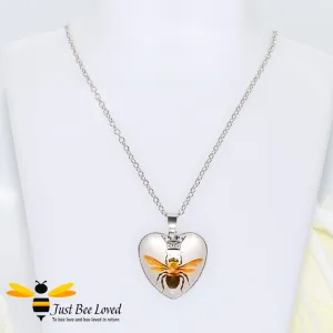 Queen Bee Glass Love Heart Pendant Necklace
