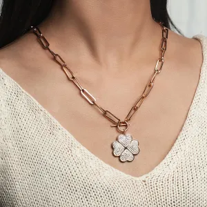 Radiant Luck- Four-Leaf Clover Charm Necklace"