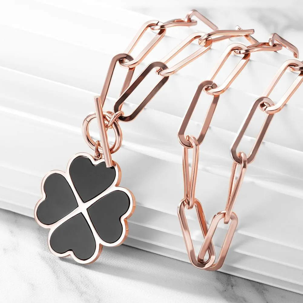 Radiant Luck- Four-Leaf Clover Charm Necklace"