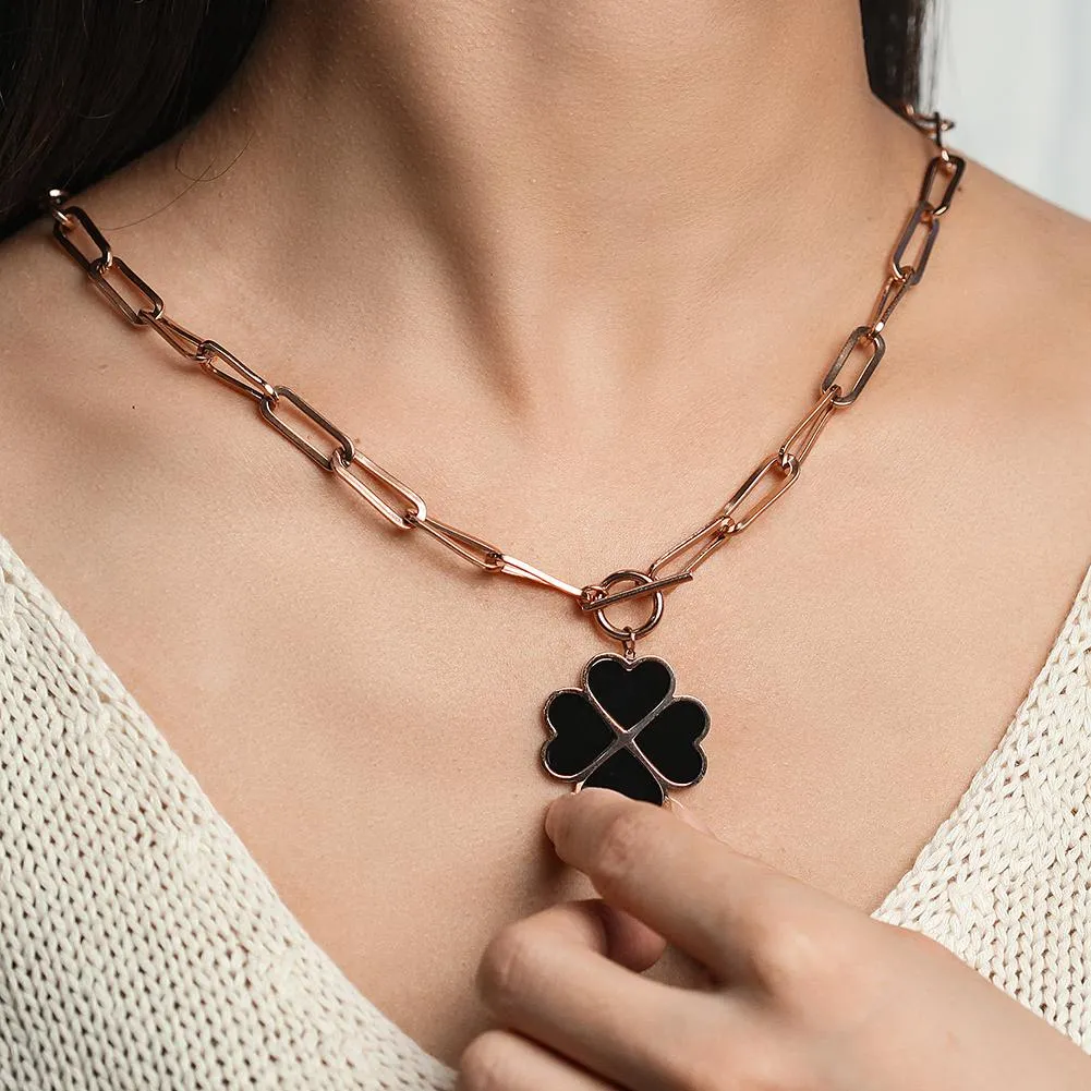 Radiant Luck- Four-Leaf Clover Charm Necklace"