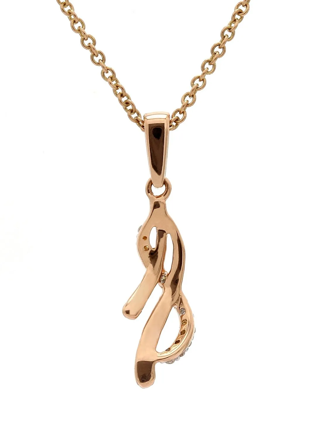 Real Diamond Curve Pendant With Chain