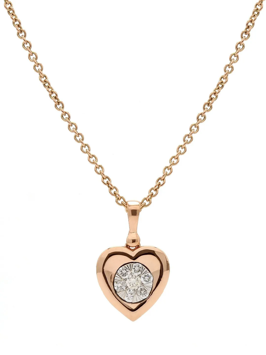 Real Diamond Illusion Cluster Heart Shape Pendant With Chain
