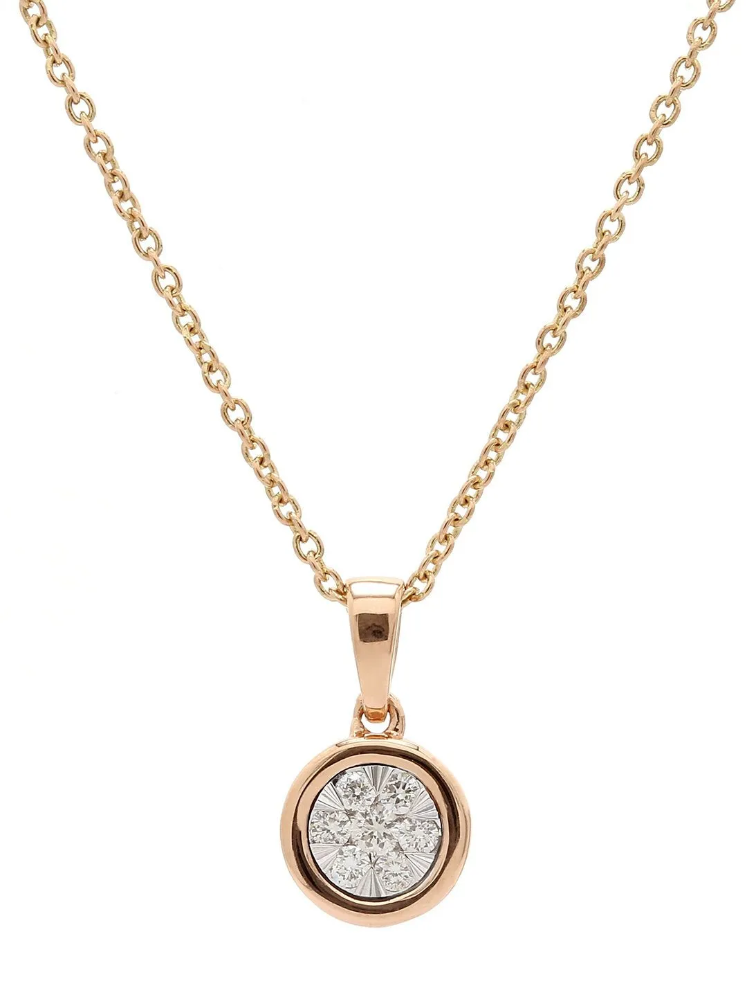 Real Diamond Illusion Cluster Solitaire Look Pendant With Chain