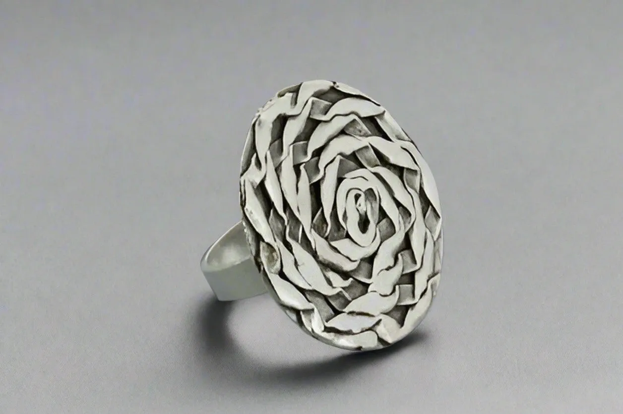 Ribbon disc ring - pure silver