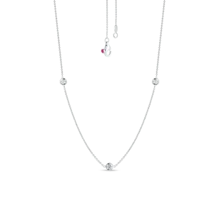 Roberto Coin Diamonds by the Inch 3 Station Necklace in 18k White Gold & 0.15ct Diamonds