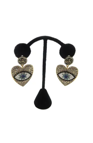 Rose Eye Heart Earrings