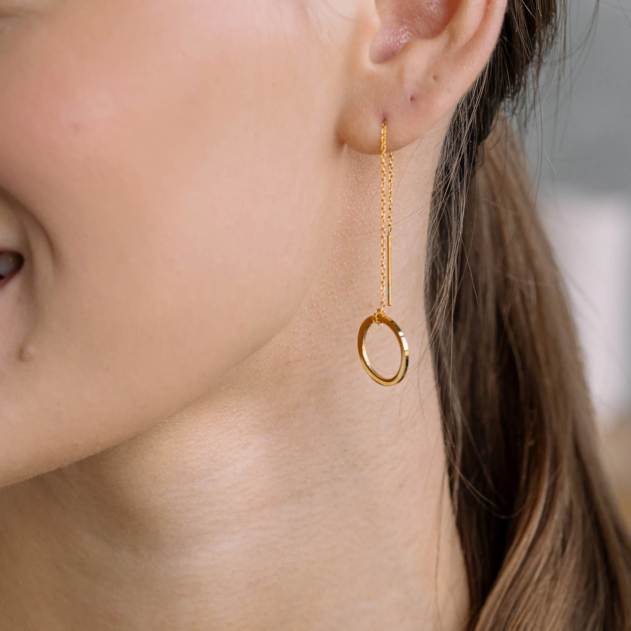 Round Chain Threader Earrings
