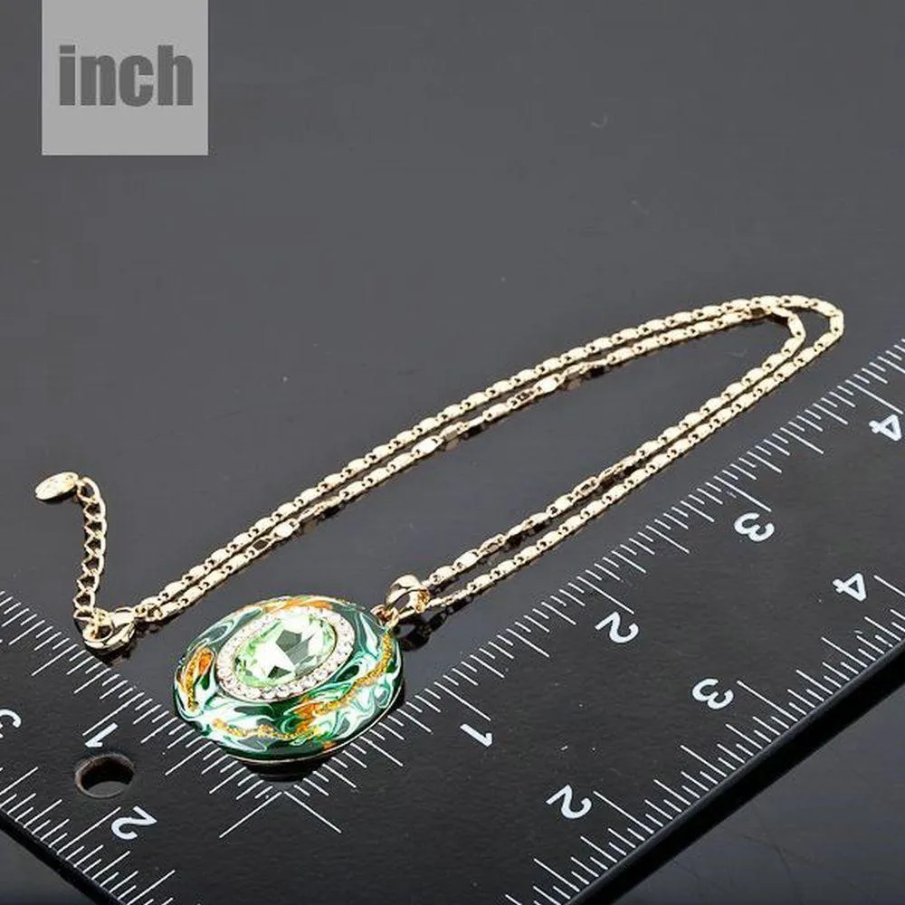 Round Ocean Waves Pendant Necklace
