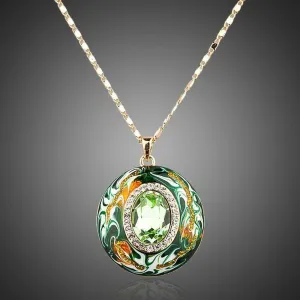 Round Ocean Waves Pendant Necklace