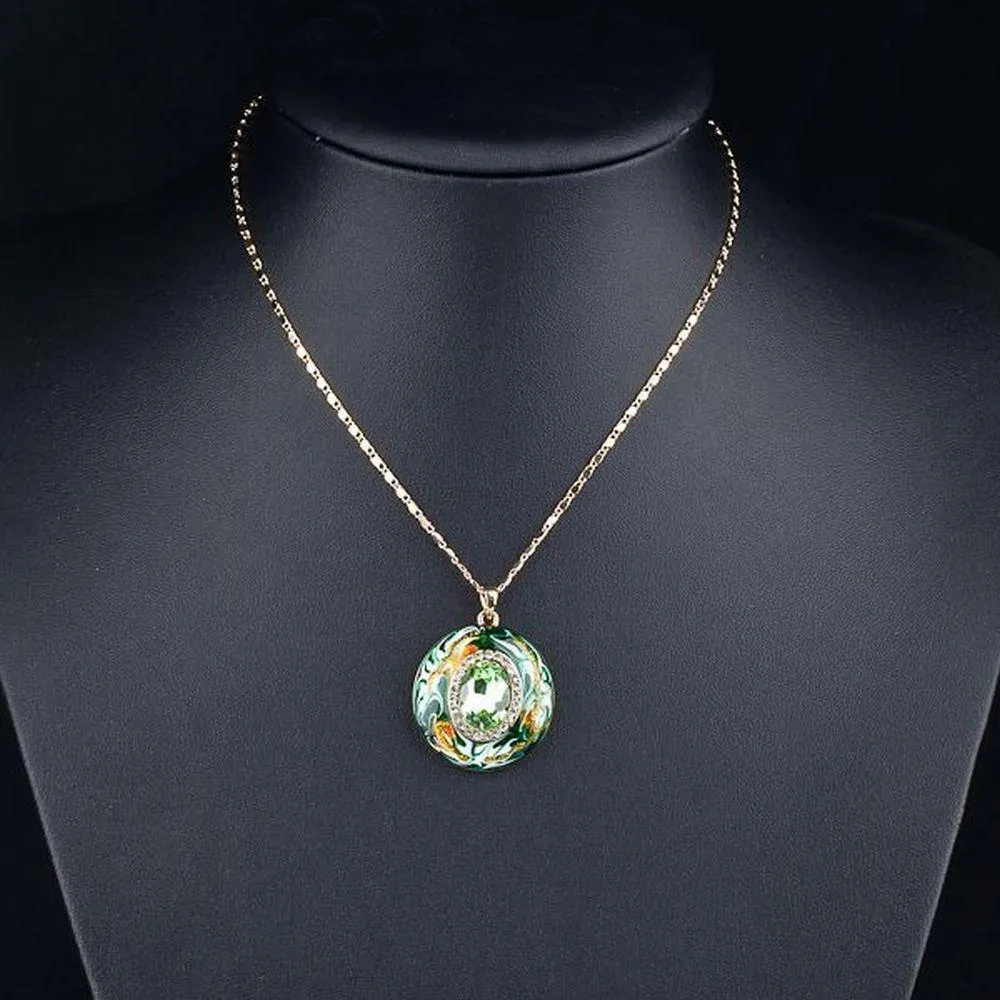 Round Ocean Waves Pendant Necklace