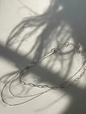 Savanna Link Chain Layered Necklace In Silver