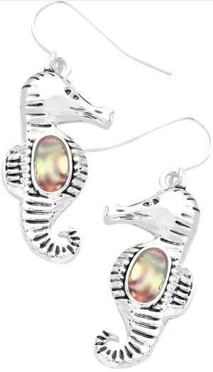 Seahorse Fashionable Earrings - Abalone Paua Shell - Fish Hook