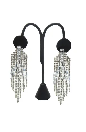 Silver Crystal Drop Earrings 13 Strands