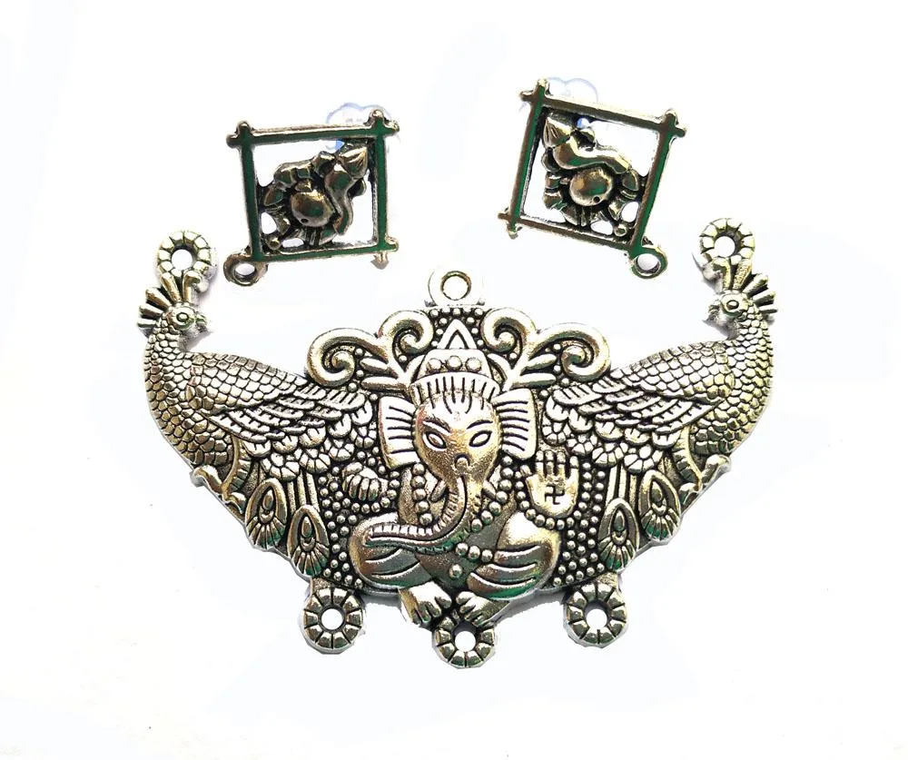 Silver Designer Ganesha Pendant