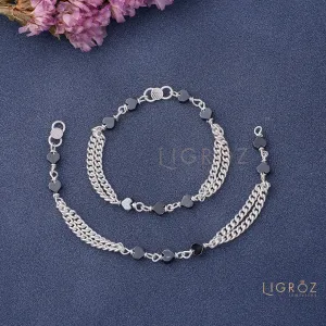 Silver Hart Stone Kids Nazariya Bracelet Set