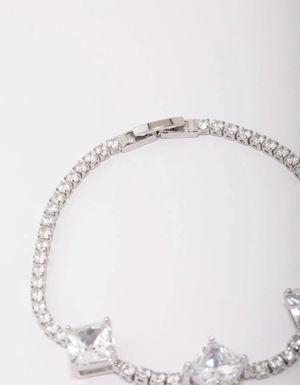 Silver Square Cubic Zirconia Bracelet
