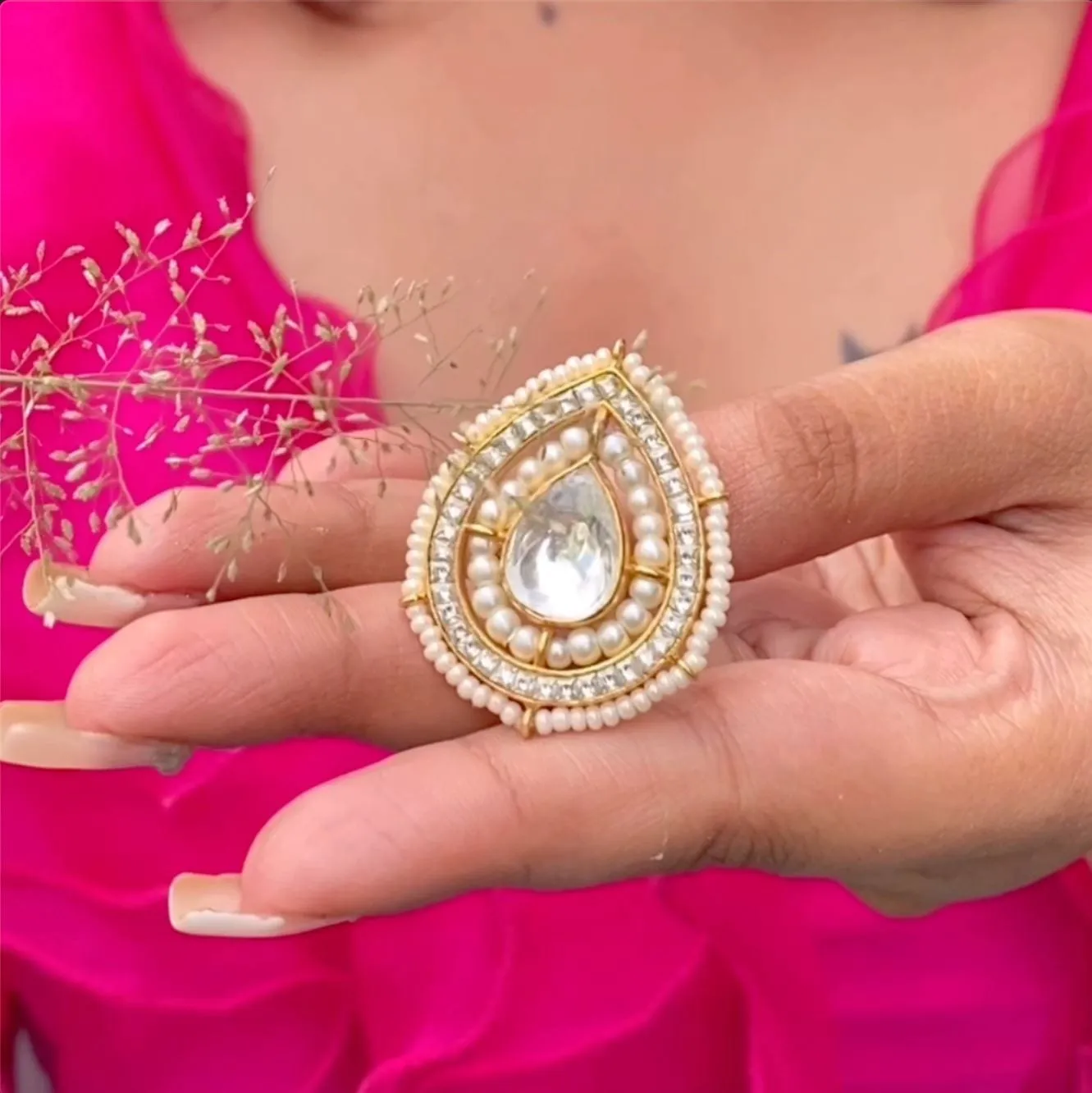 SILVER WHITE PEARL ROYALE RING